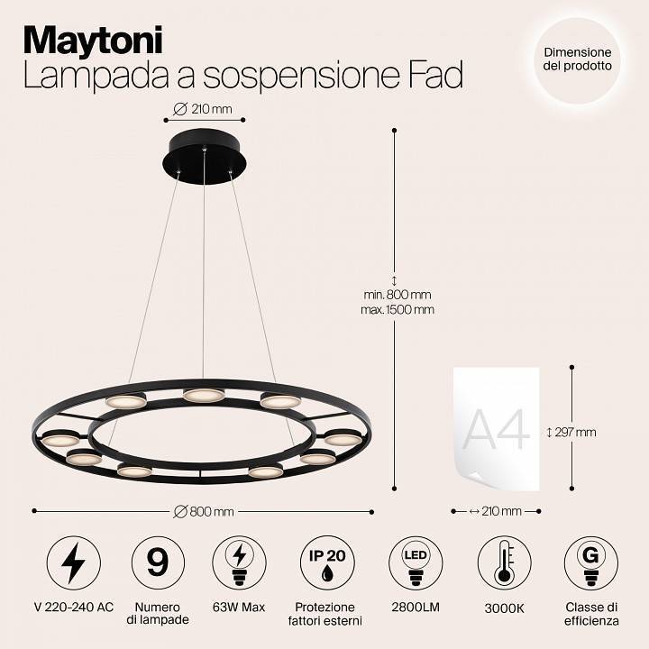 Подвесной светильник Maytoni Fad MOD070PL-L63B3K