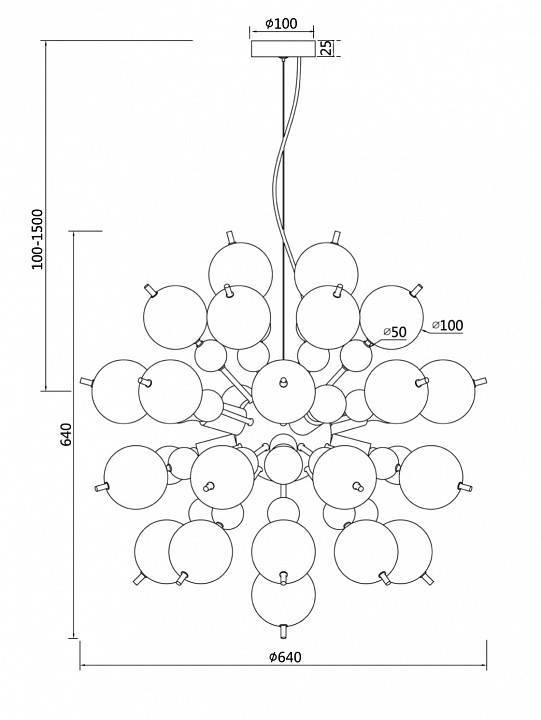 Подвесная люстра Maytoni Bolla 8 ламп MOD133PL-08BS