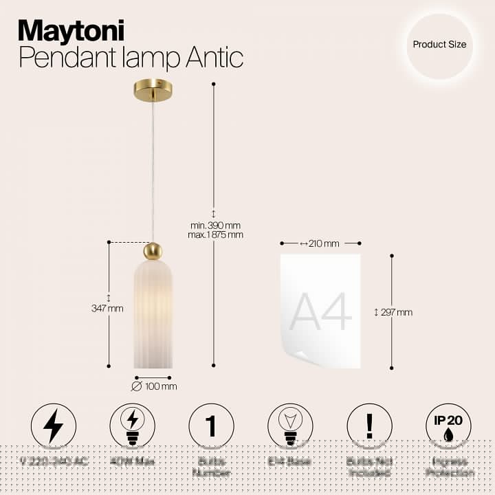 Подвесной светильник Maytoni Antic MOD302PL-01W