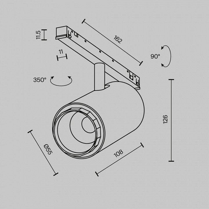 Светильник на штанге Maytoni Technical Focus Zoom TR244-12W4K-B