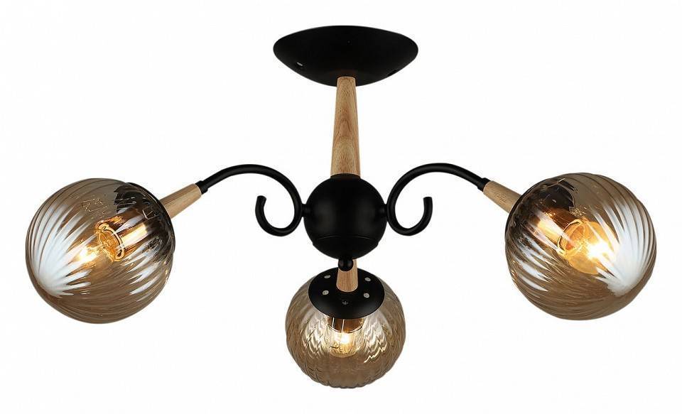 Люстра на штанге Reluce 04886 04886-0.3-03 BK+WOOD