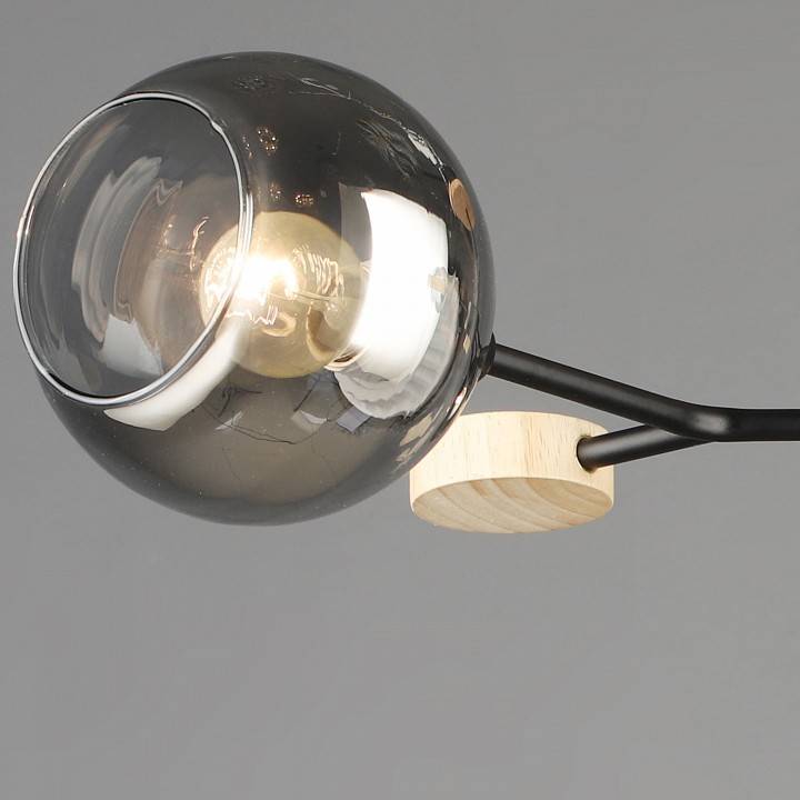 Люстра на штанге De Markt 06780-0.3-03 3xE27 черный/дерево 06780-0.3-03 BK+WOOD