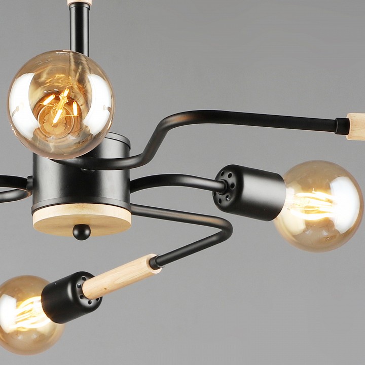 Люстра на штанге 10070 10070-0.3-06 BK+WOOD