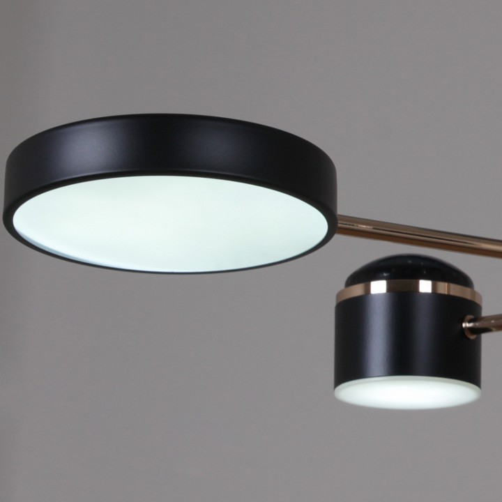 Люстра на штанге De City 13289-4.3-06 BK+GD CR 6 ламп 13289-4.3-06 BK+GD CR