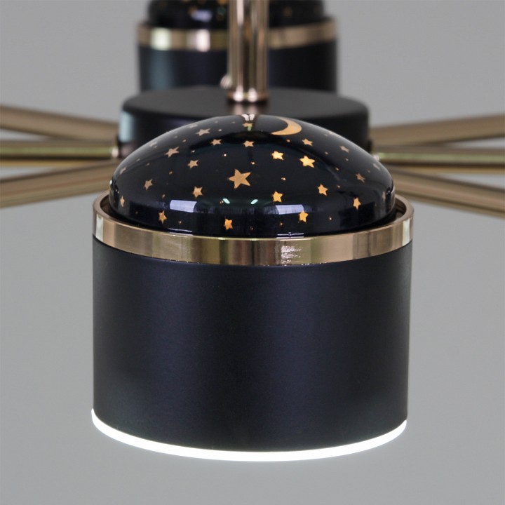 Люстра на штанге De City 13289-4.3-06 BK+GD CR 6 ламп 13289-4.3-06 BK+GD CR