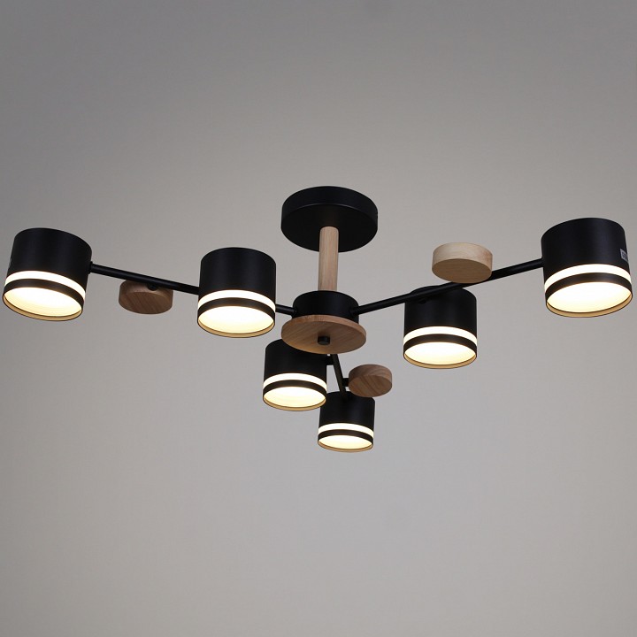 Люстра на штанге De City 68730-0.3-06 GX53 BK+WOOD 6 ламп 68730-0.3-06 GX53 BK+WOOD