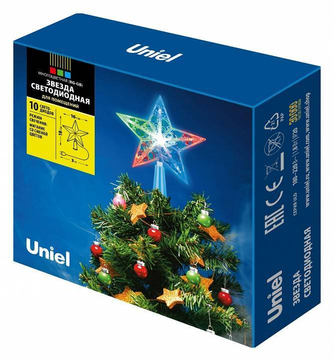 Верхушка на елку Uniel Звезда UL-00005491