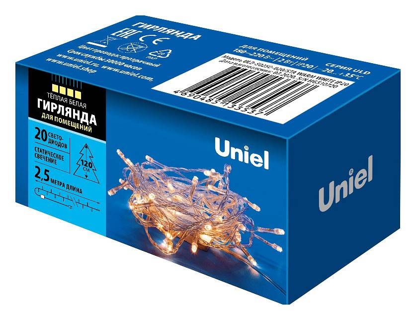 Гирлянда Нить Uniel ULD-S0250 2.5 м 25 LED IP20 теплый белый UL-00007191