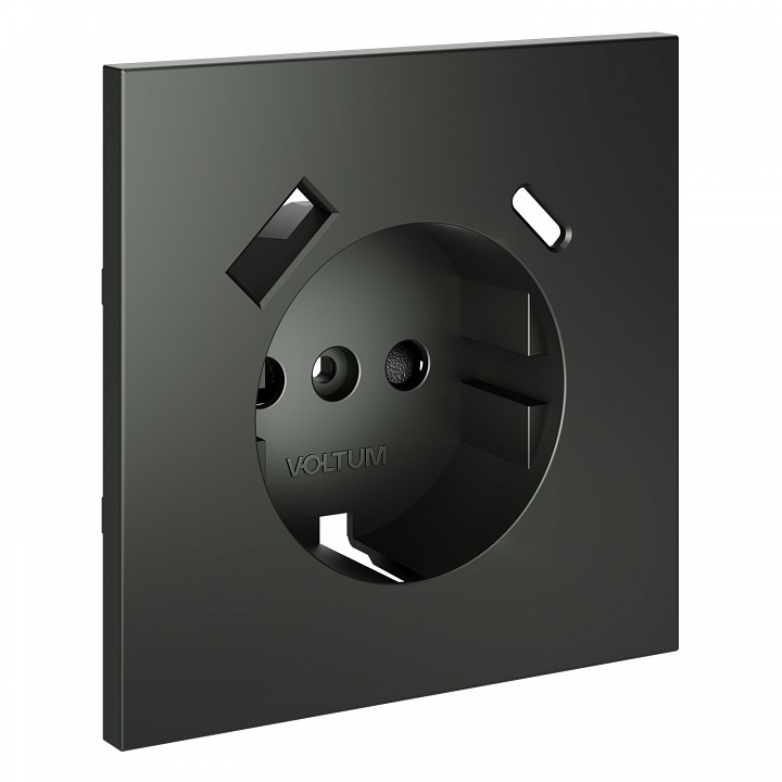 Накладка для розетки с заземлением и со шторками и 2хUSB type A и C Voltum S70 VLS001006