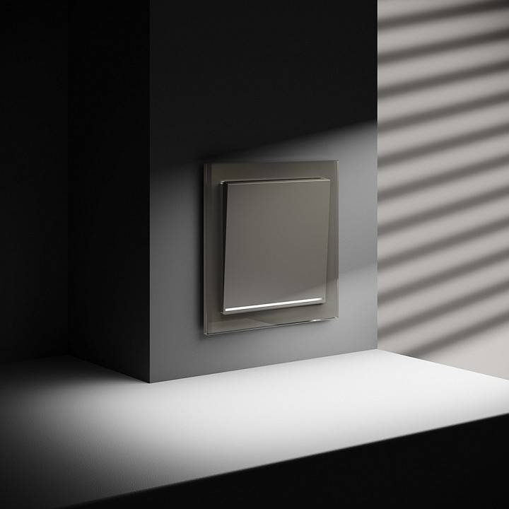 Выключатель проходной одноклавишный с подсветкой без рамки Voltum S70 VLS010404