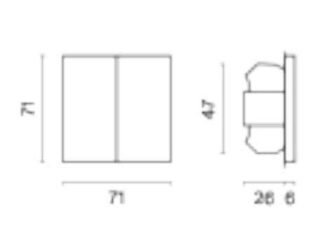 Переключатель перекрестный двухклавишный без рамки Voltum S70 VLS020505