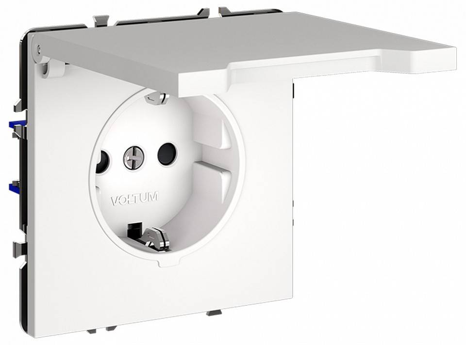 Розетка с заземлением и со шторкой, без рамки с крышкой Voltum S70 VLS040302