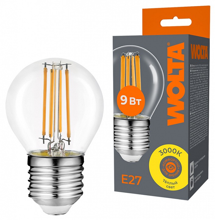 Лампа светодиодная Wolta  WF-G45-9W3KE27