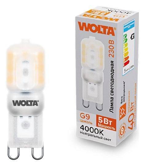Лампа светодиодная Wolta  G9 5Вт 4000K WSTD-JCD-5W4KG9-P