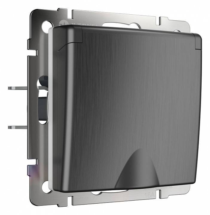 Розетка влагозащищенная с заземлением и шторками Werkel графит рифленый без рамки W1171204