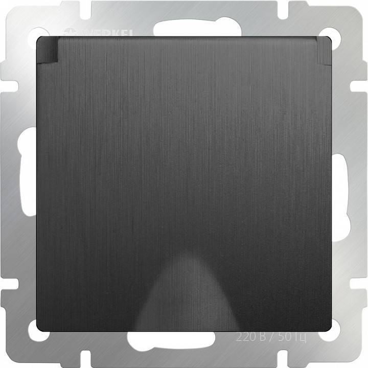 Розетка влагозащищенная с заземлением и шторками Werkel графит рифленый без рамки W1171204