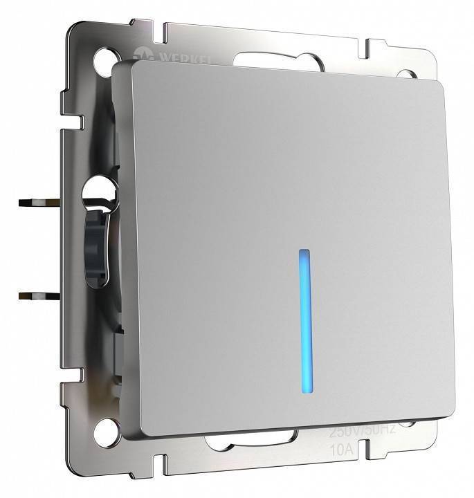 Выключатель проходной одноклавишный с подсветкой Werkel серебряный W1112106