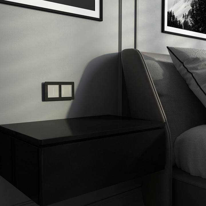 Выключатель двухклавишный с подсветкой без рамки Werkel дымчатый W4523641