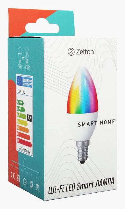 Умная светодиодная лампа Zetton Smart Wi-Fi Bulb E14 10 Вт 6500 K ZTSHLBRGBE141RU