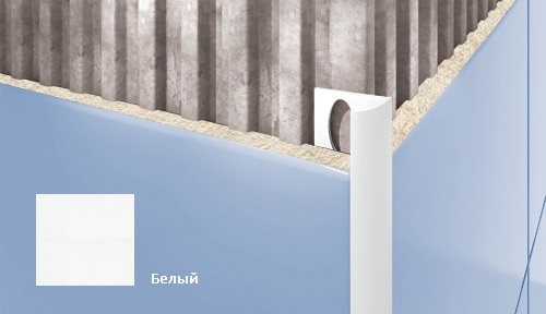 Профиль для плитки внешний Cezar 7 мм белый S101