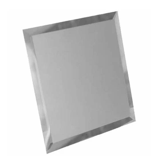 Плитка зеркальная ДСТ квадратная серебро с фацетом 10 мм 200х200 мм КЗС1-02