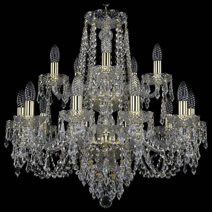 Подвесная люстра Bohemia Art Classic 11.23 15 ламп двухъярусная 11.23.10+5.220.2d.Gd.Dr