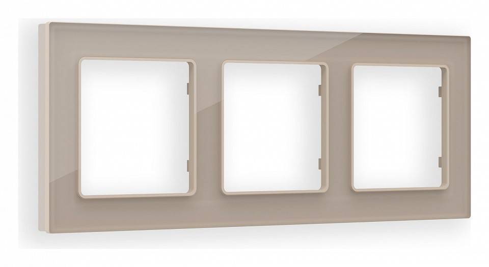 Рамка на 3 поста Ambrella Volt Platos Стекло натуральное AF380603