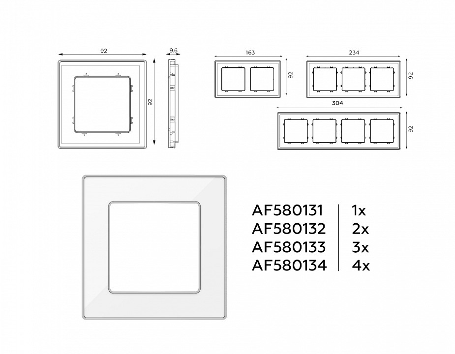 Рамка на 4 поста Ambrella Volt Arctic AF580134