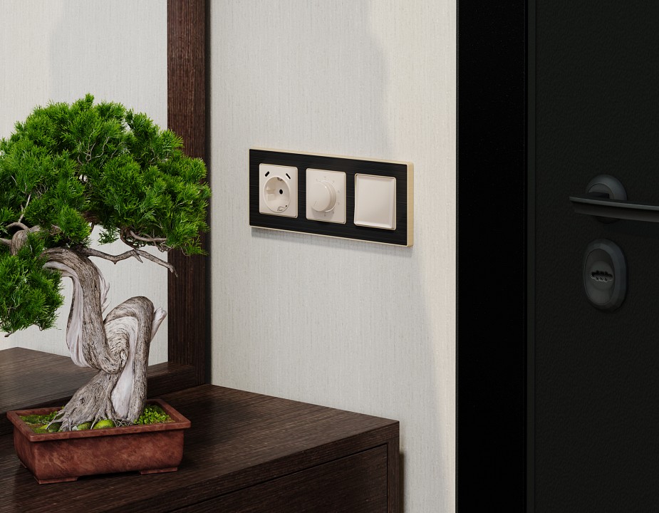 Накладка для розетки с заземлением и со шторками и 2хUSB type С Ambrella Volt ALFA AP3105