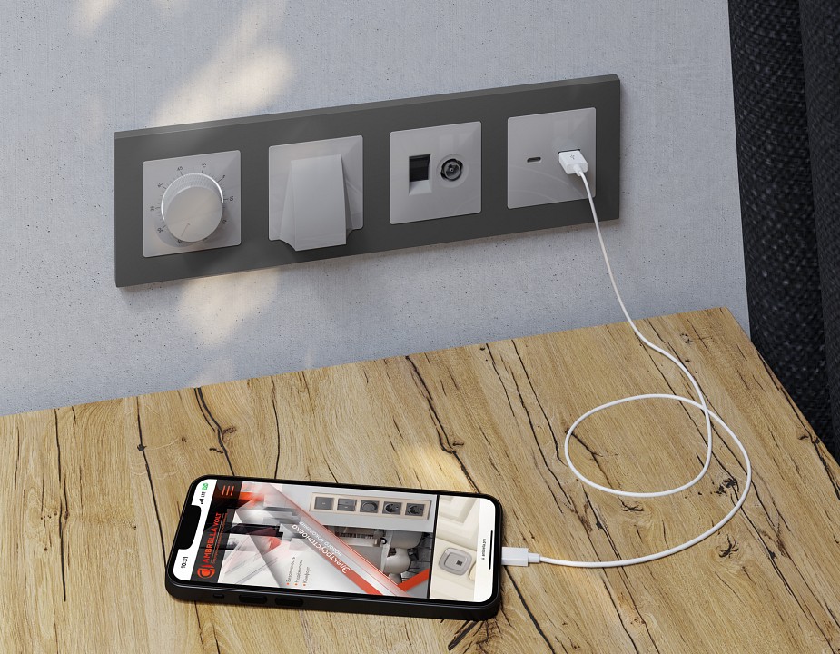 Накладка для ТВ-розетки и RJ-11 или RJ-45 Ambrella Volt ALFA AP4125