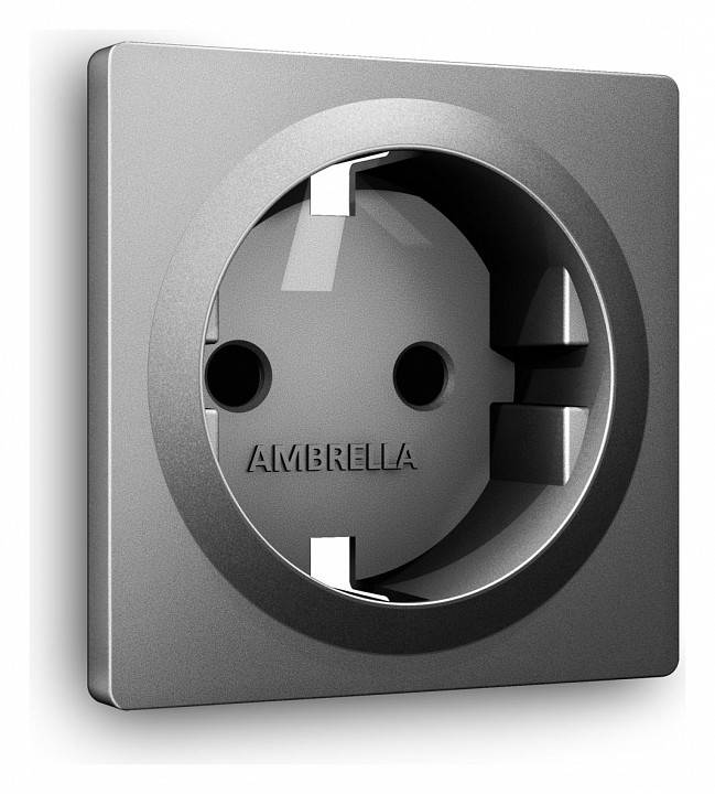 Накладка для розетки с заземлением и со шторками Ambrella Volt Quant AP6570