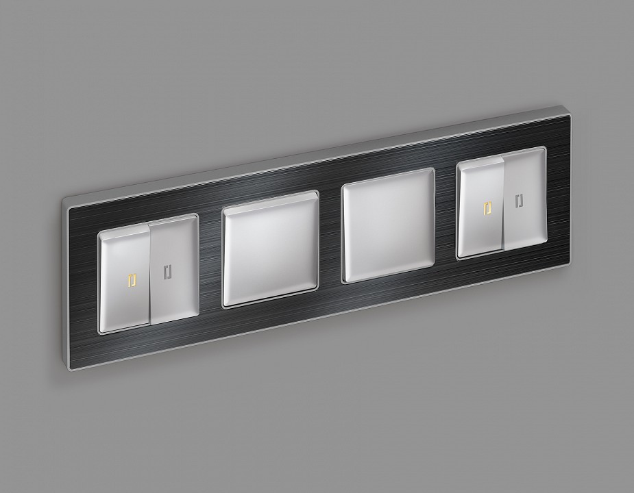 Выключатель проходной двухклавишный с подсветкой Ambrella Volt Quant MA404030