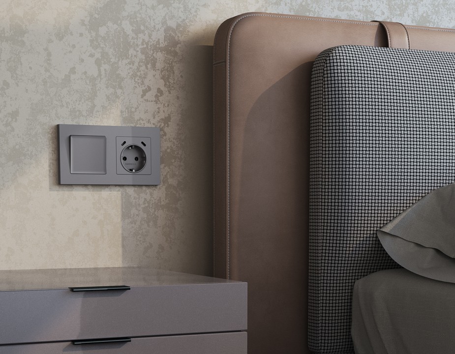 Розетка с заземлением и 2хUSB type C, без рамки Ambrella Volt ALFA MA510510