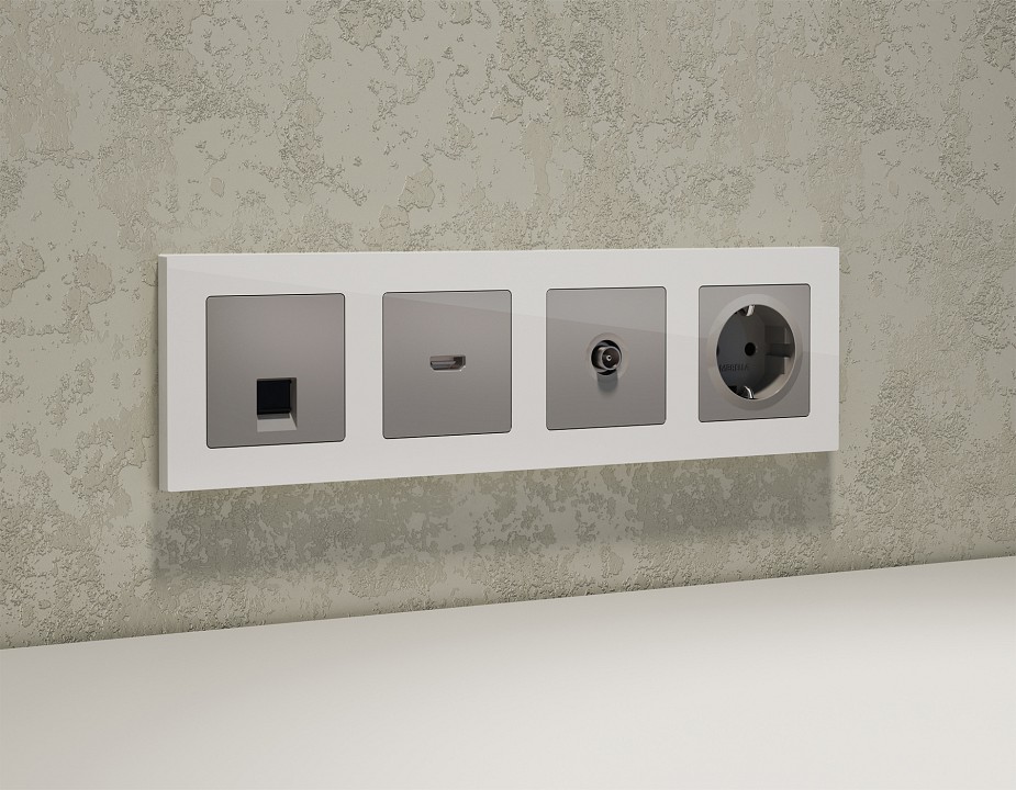 Розетка Ethernet RJ-45 и со шторками, без рамки Ambrella Volt ALFA MA512005