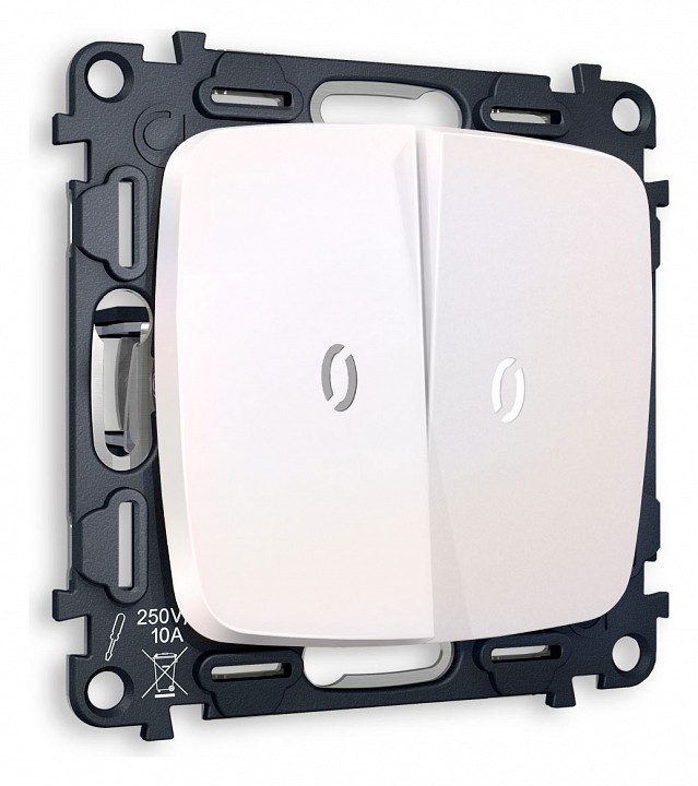 Выключатель двухклавишный с подсветкой без рамки Ambrella Volt Quant MO204015