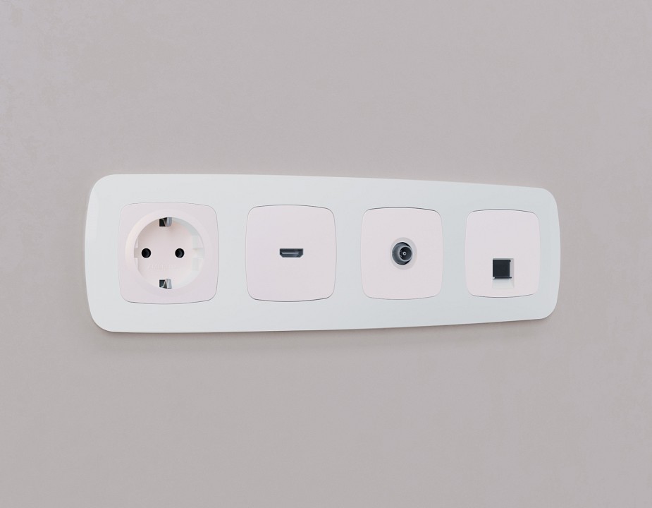 Розетка Ethernet RJ-45 и со шторками, без рамки Ambrella Volt OMEGA MO212005