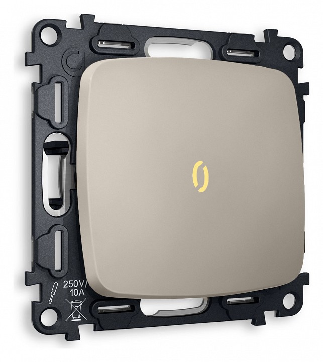 Выключатель одноклавишный с подсветкой без рамки Ambrella Volt Quant MO362010