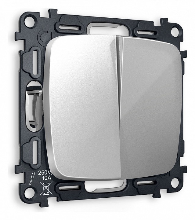 Выключатель двухклавишный без рамки Ambrella Volt Quant MO403010