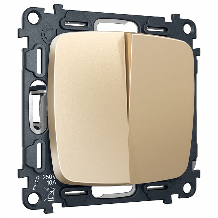 Выключатель перекрестный двухклавишный без рамки Ambrella Volt OMEGA MO603030