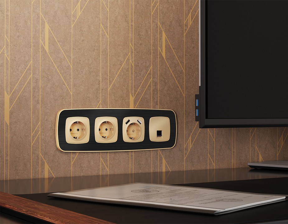 Розетка Ethernet RJ-45 и со шторками, без рамки Ambrella Volt OMEGA MO612005