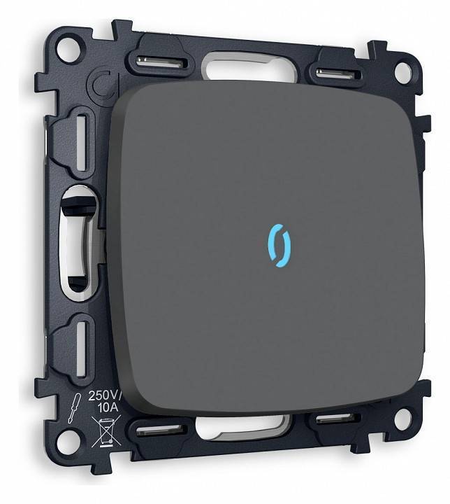 Выключатель проходной одноклавишный с подсветкой без рамки Ambrella Volt Quant MO902040