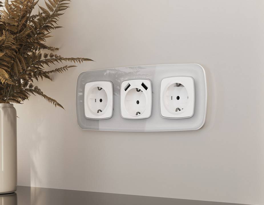 Рамка на 4 поста Ambrella Volt Radian Стекло органическое OF320404