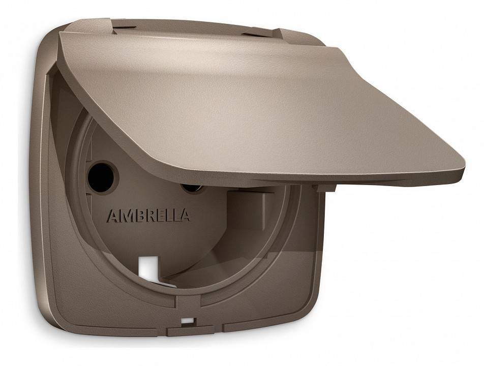 Накладка для розетки влагозащищенной с заземлением и со шторками с крышкой Ambrella Volt Quant OP6380