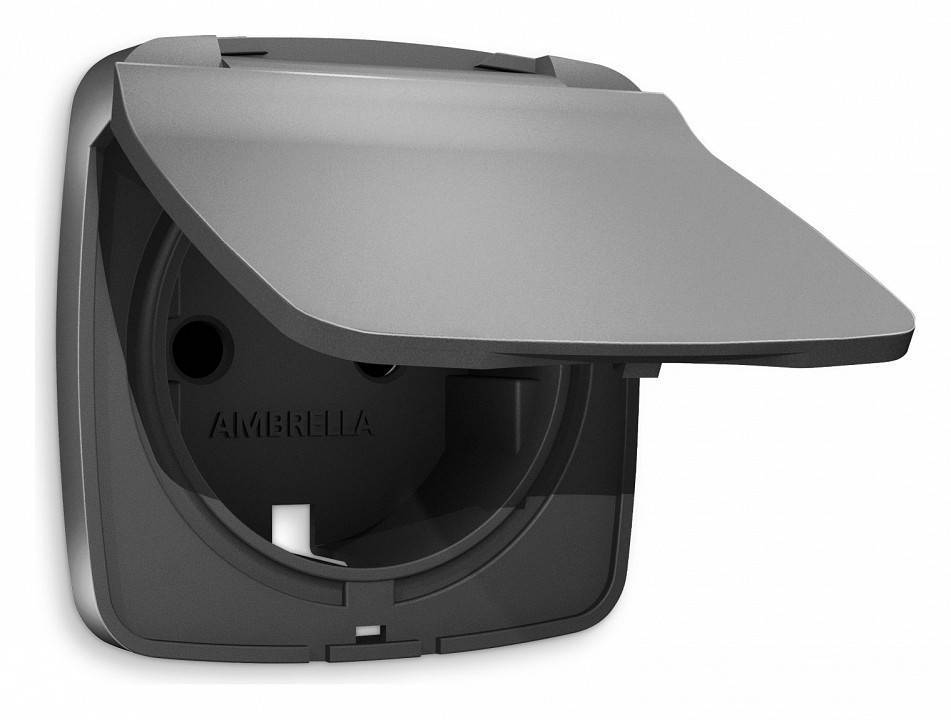 Накладка для розетки влагозащищенной с заземлением и со шторками с крышкой Ambrella Volt Quant OP6580