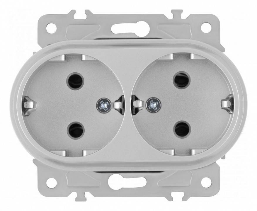 Розетка двойная с заземлением, без рамки Arte Milano am-202 202.40-2.silver