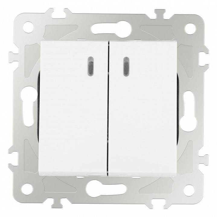 Выключатель двухклавишный с подсветкой без рамки Arte Milano 203 203.31-2.white