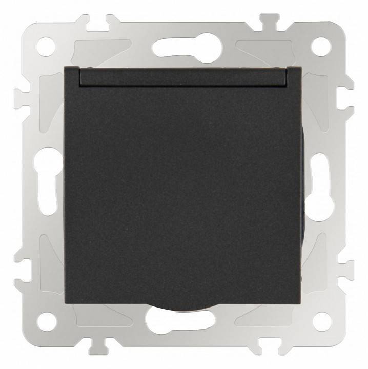 Розетка влагозащищенная с заземлением и со шторкой с крышкой Arte Milano am-203 203.41-1.black