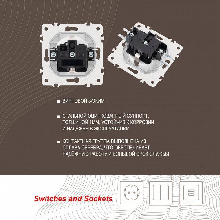 Розетка с заземлением и со шторкой, без рамки Arte Milano am-205 205.40-1.white