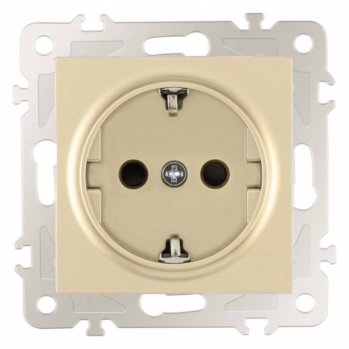 Розетка с заземлением и со шторкой, без рамки Arte Milano am-206 206.40-1.shampan
