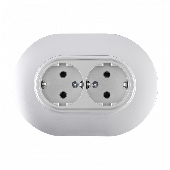 Розетка двойная с заземлением и со шторкой Arte Milano SET08-2 SET08-double-40-2 silver